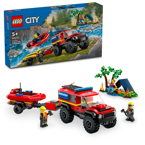 LEGO® City 4x4 Fire Engine with Rescue Boat Toy 60412