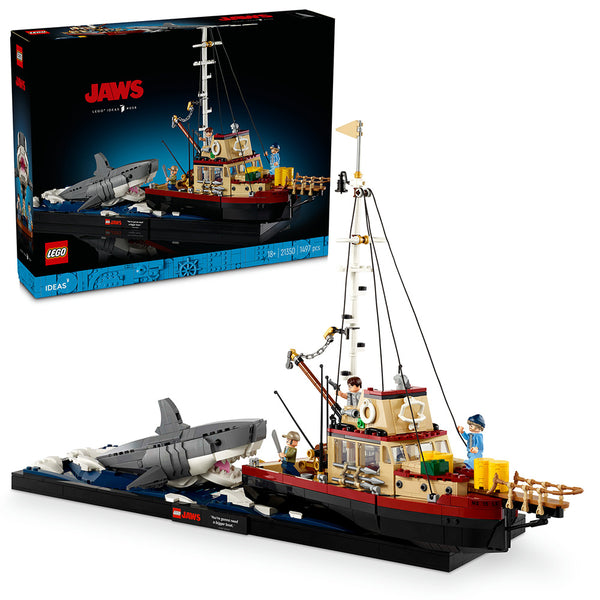 LEGO® Ideas Jaws Set for Adults with Model Shark & Boat 21350