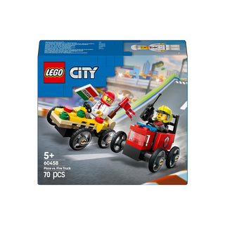 LEGO® City Pizza vs. Fire Truck Race Car Pack Toy Soapbox Racing Set 60458