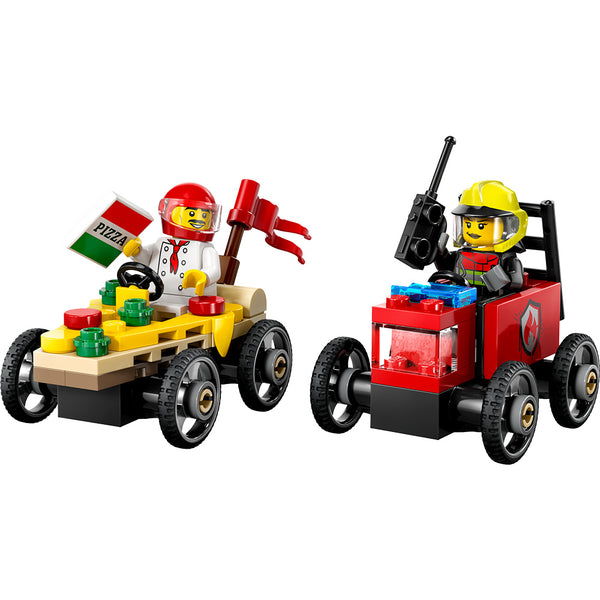 LEGO® City Pizza vs. Fire Truck Race Car Pack Toy Soapbox Racing Set 60458