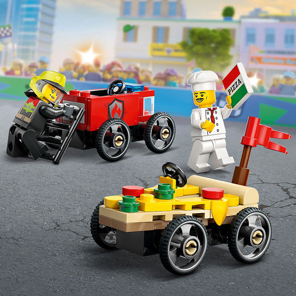 LEGO® City Pizza vs. Fire Truck Race Car Pack Toy Soapbox Racing Set 60458