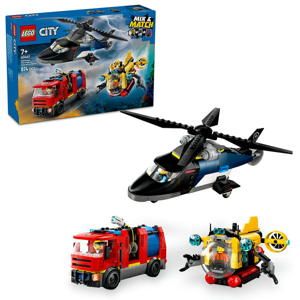 LEGO® City Helicopter, Fire Engine & Submarine Remix 60462