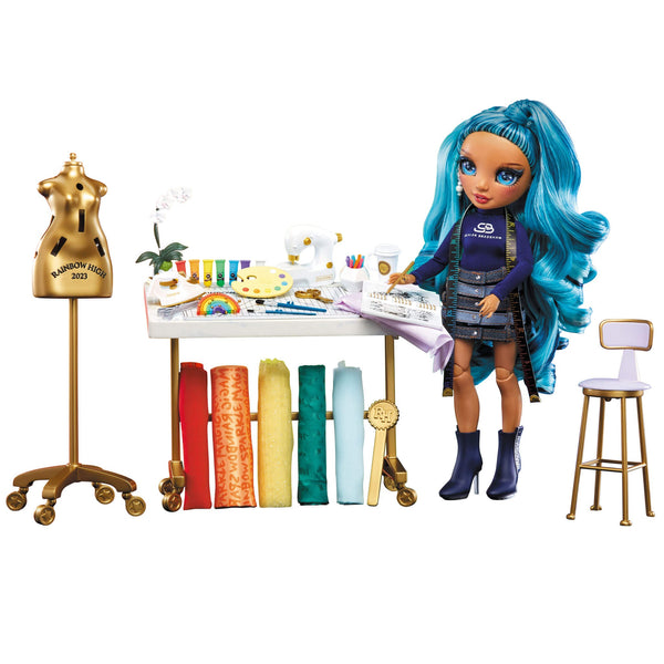 RAINBOW HIGH Dream & Design Fashion Studio Playset with Exclusive Blue Skyler Doll