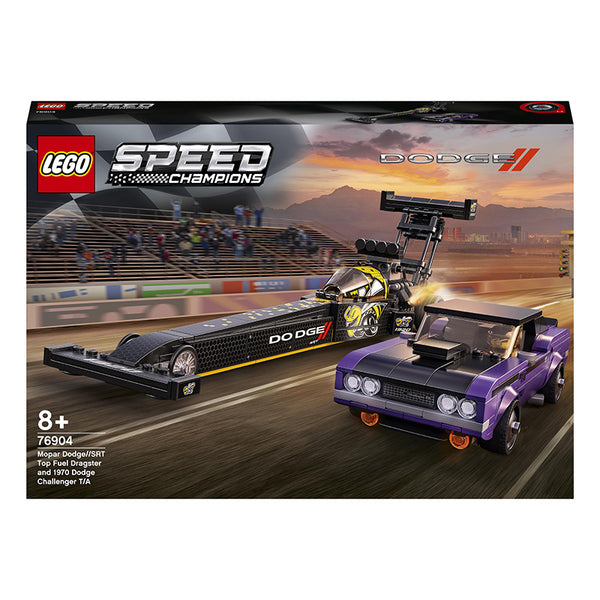 LEGO® Speed Champions Mopar Dodge//SRT Top Fuel Dragster and 1970 Dodge Challenger T/A Building Kit 76904