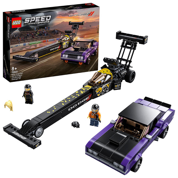 LEGO® Speed Champions Mopar Dodge//SRT Top Fuel Dragster and 1970 Dodge Challenger T/A Building Kit 76904